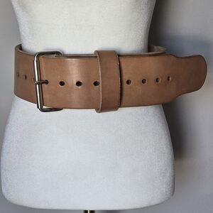 Iron Company Men's Tan Leather Weight Lifting Training Thick Heavy Duty Belt